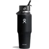 Hydro Flask 32oz Wide Flex Straw Travel Schwarz Trinkflasche