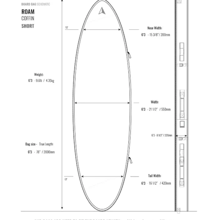 ROAM Boardbag Surfboard Coffin 6.3 Doppel Triple