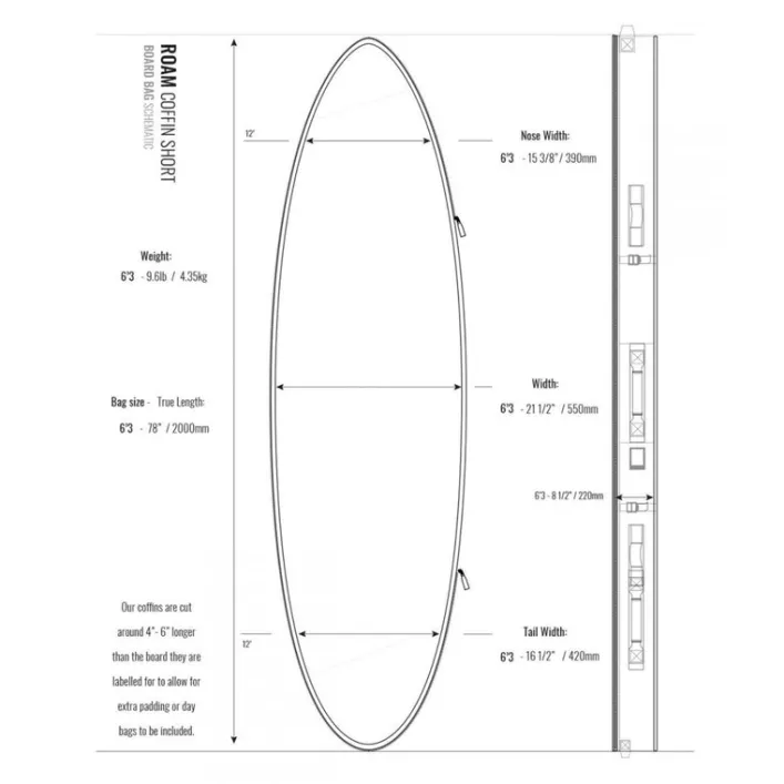 ROAM Boardbag Surfboard Coffin 6.3 Doppel Triple