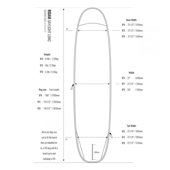 ROAM Boardbag Surfboard Daylight Longboard 8.6