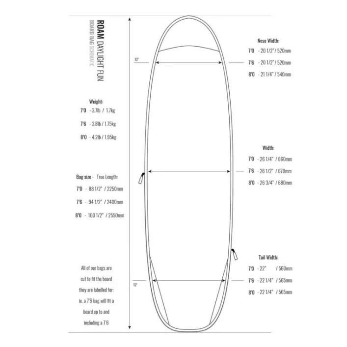 ROAM Boardbag Surfboard Daylight Funboard 8.0
