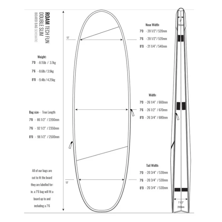 ROAM Boardbag Surfboard Tech Bag Doppel Fun 8.0
