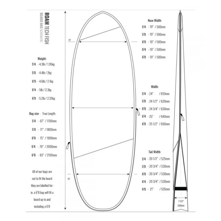 ROAM Boardbag Surfboard Tech Bag Hybrid Fish 6.0