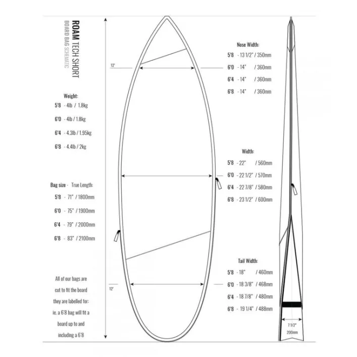 ROAM Boardbag Surfboard Tech Bag Shortboard 6.0